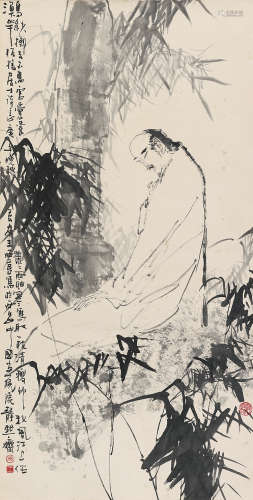 王西京（b.1946） 庚午（1990）年作 板桥居士诗意 立轴 设色纸本