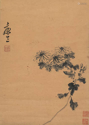 康生（1898～1975） 菊花图 立轴 设色纸本