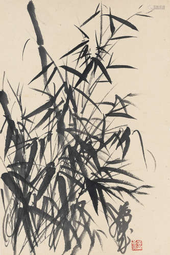 黄胄（1925～1997） 墨竹 镜片 水墨纸本