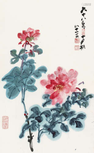 张大千（1899～1983） 1979年作 富贵图 立轴 设色纸本
