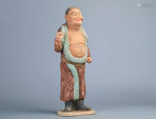 RED POTTERY COLOUR PAINTED CHARACTER FIGURE
