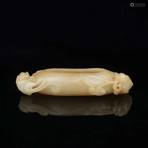 17-19TH CENTURY, A HETIAN JADE BRUSH WASHER, QING DYNASTY