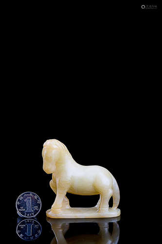 A CHUAN HUI HETIAN JADE HOLLOW OUT HORSE ORNAMENT