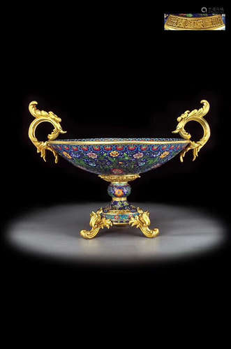 A QING DYNASTY CLOISONNE EUROPEAN ROCOCO STYLE WESTERN FRUIT TRAY