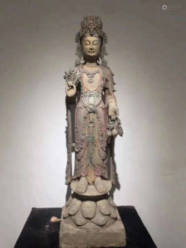 5-6TH CENTURY, A GUANYIN DESIGN STONE FIGURE, SOUTHERN&NORTHERN DYNASTY