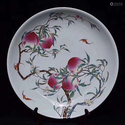 A FAMILLE ROSE PEACH PATTERN PLATE