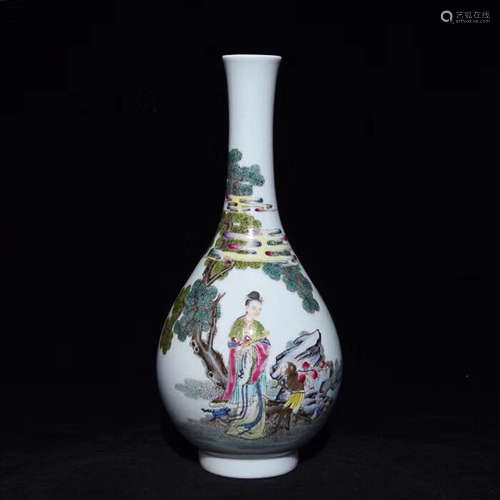 A FAMILLE-ROSE FIGURE STORY PATTERN VASE