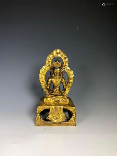 Gilt Bronze Figure of Tara with Halo