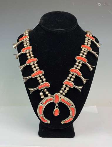 Silver and Coral Necklace