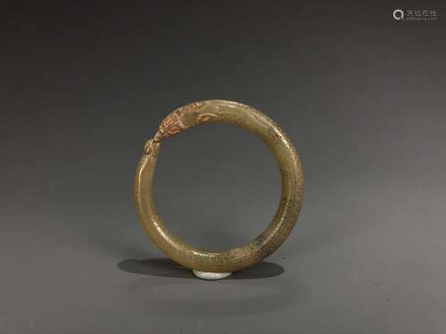 Carved Jade Serpent Bangle