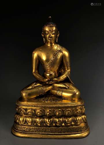 Tibetan Gilt Bronze Figure of Amitabha