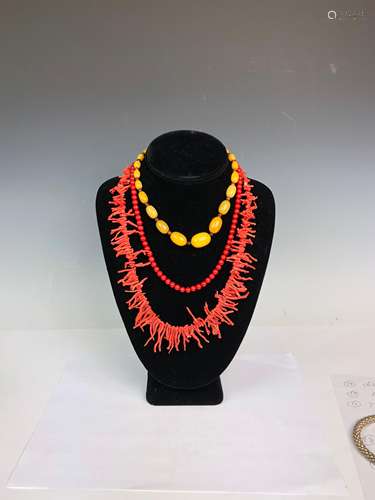 Coral and Amber Necklace