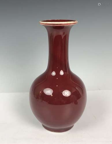 Red Glazed Porcelain Bottle Vase