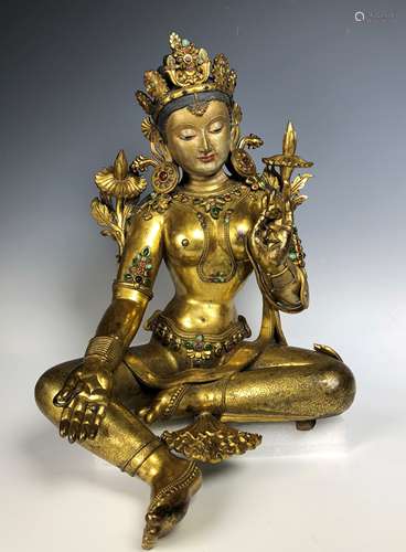 Large Gilt Bronze Figure of Shyama Tara