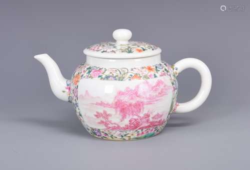 Famille Rose Porcelain Tea pot with Mark