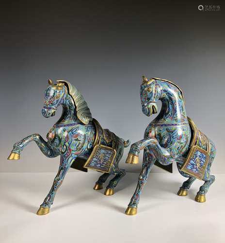 Pair of Cloisonné Enamel Horses