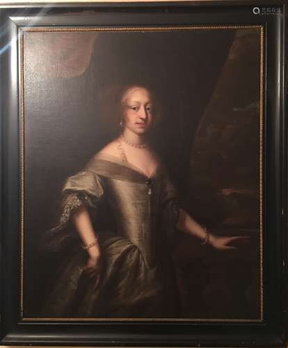 17c English Oil Painting of Lady Signed by Artist