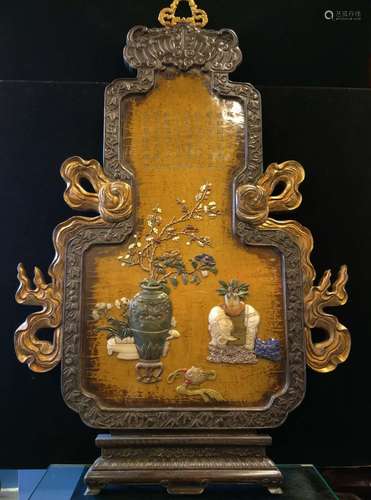 Hard wood frame with Stone Inlay Panel