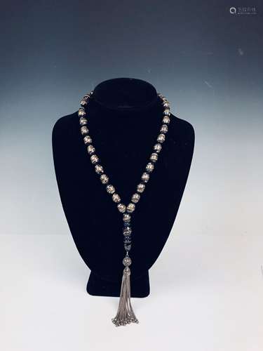 Silver on Black Coral Necklace