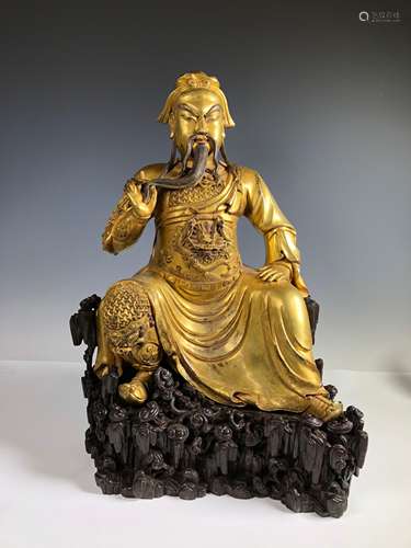 Large Gilt Bronze Figure of GUANYU