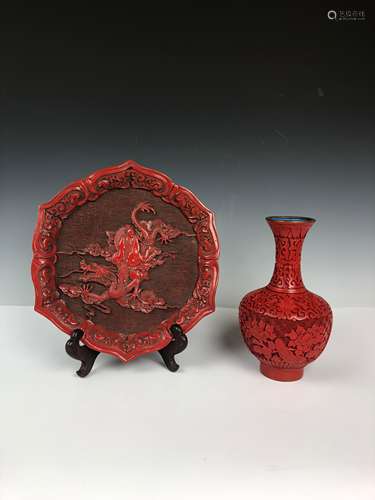 Cinnabar Plate and Vase