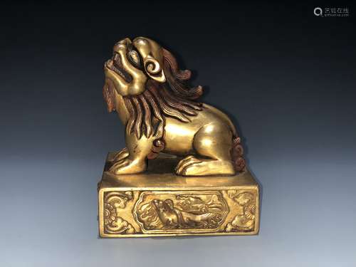 Gilt Bronze Lion Seal