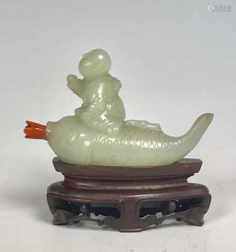 White Jade Boy on Fish