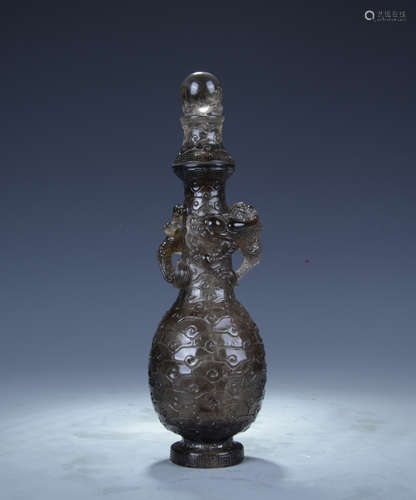 Rock Crystal Bottle with Dragons