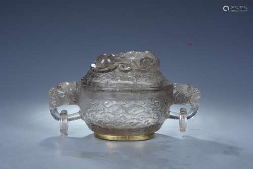 Rock Crystal Dragon Bowl with Cover