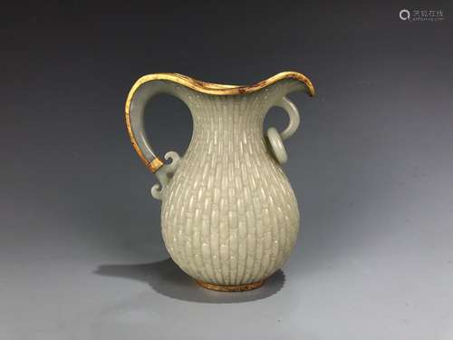 White Jade and Gilt Water Pitcher