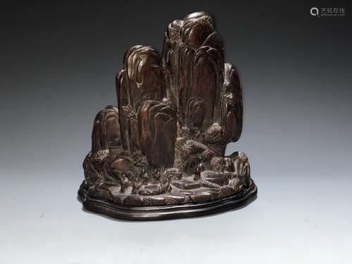 Carved Agarwood Mountain Boulder, Qing Dynasty