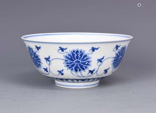 Blue and White Porcelain Bowl with Mark