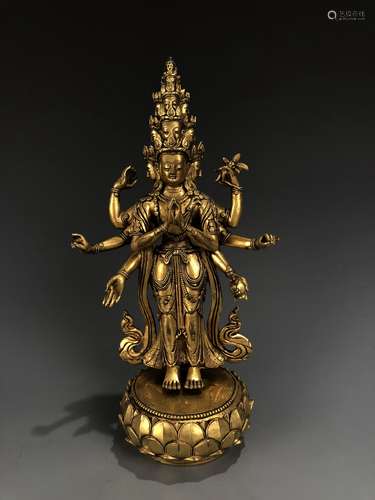 Gilt Bronze Figure of EKADASAMUKHA AVALOKITESVARA