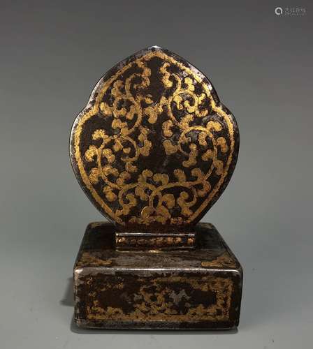 A Rare Tibetan Gilt-Iron Seal