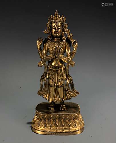 Gilt Bronze Figure of Amitayus, Yongle Mark