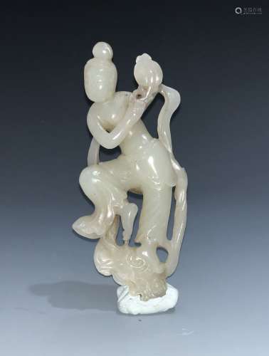 Carved White Jade Figure Of A Dancing Woman