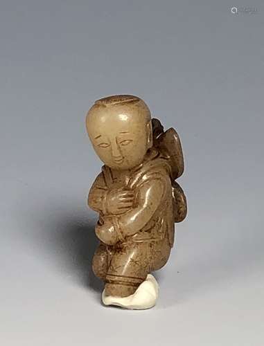 Carved White Jade Figure of Boy