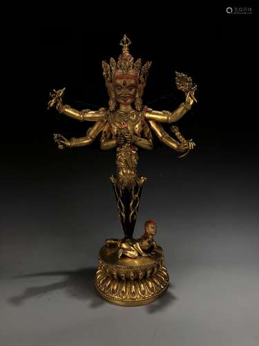 Gilt Bronze Vajvalilaka on Double Lotus Base