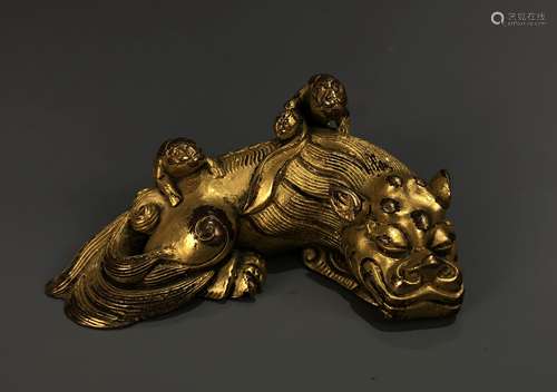 Gilt Bronze Lion Paper Weight