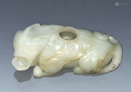 Carved White Jade Mythical Beast Water Dropper