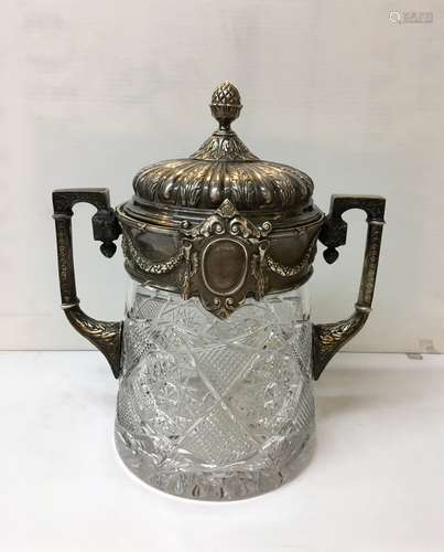 Russian Silver and Glass Jar