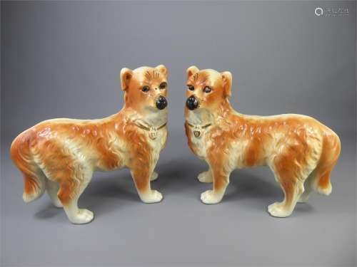 A Pair of 19th Century Bo'ness Ceramic Dogs