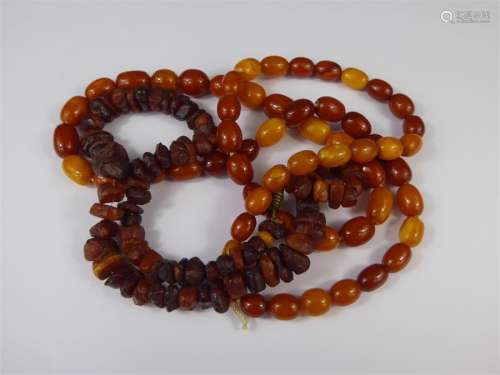 Two Amber Style Bead Necklaces