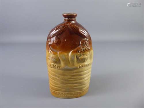 Circa 1840 Stephen Green Lambeth Doulton Mr and Mrs Caudle Stoneware Spirit Flask