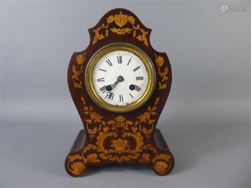 A Victorian English Marquetry Mantle Clock