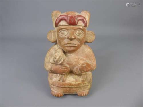 An Ancient Peruvian Terracotta Mochica Flask