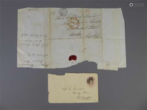 A Blue Folder Containing 19th Century Postal Correspondence pre-1840