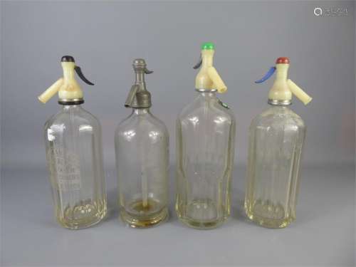 Four Vintage Glass Soda Syphons