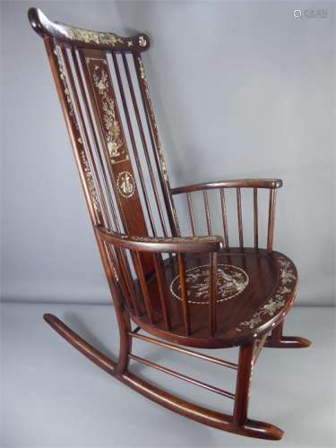 A Chinese Hardwood Rocking Chair