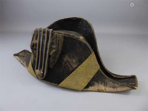 A Late 19th Century Naval Bicorn Cocked Hat with braid and button